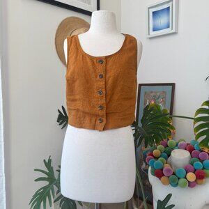 Everlane The Linen Button-Front Crop Tank 4